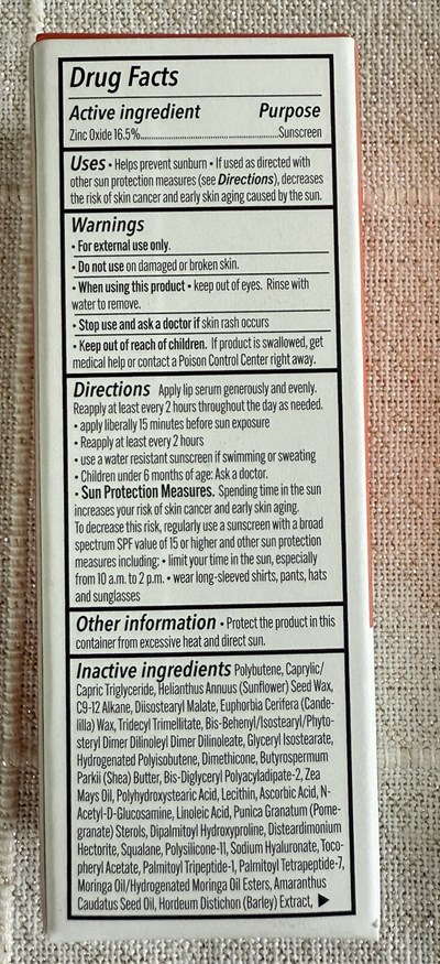 0.35 Fl Oz Outer Drug Facts (Lip Serum Secondary Dfp1)